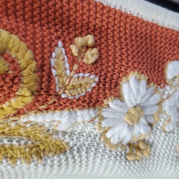 Soft surroundings cotton embroidered long line oversized chunky cardigan - Picture 3 of 8